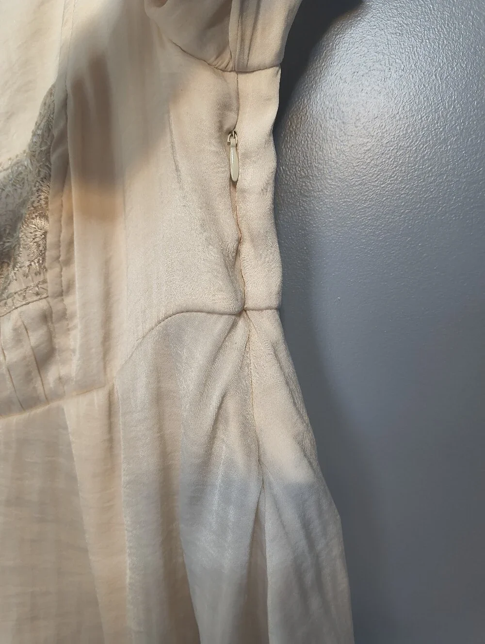 Free People Cream Embroidered Square-Neck Blouse